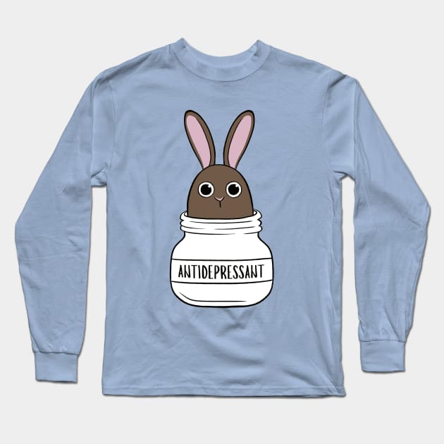 Antidepressant Bunny 2 Long Sleeve T-Shirt by Firlefanzzz